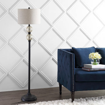 January 60" Glass/Metal LED Floor Lamp - JONATHAN Y
